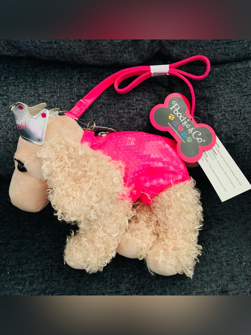 Poochie & Co Pink Sequined Plush Purse Dog Handbag New With Tags Girls Purse NWT